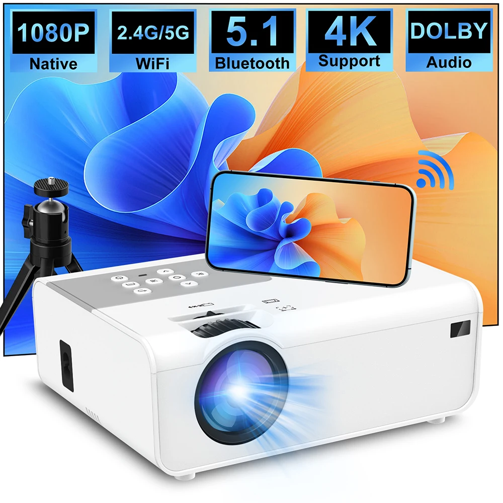 Imagem -02 - Projetor Portátil Mini Led Android Wi-fi Nativo Full hd 1080p Vídeo Cinema em Casa 3d Tripé Salange-p92