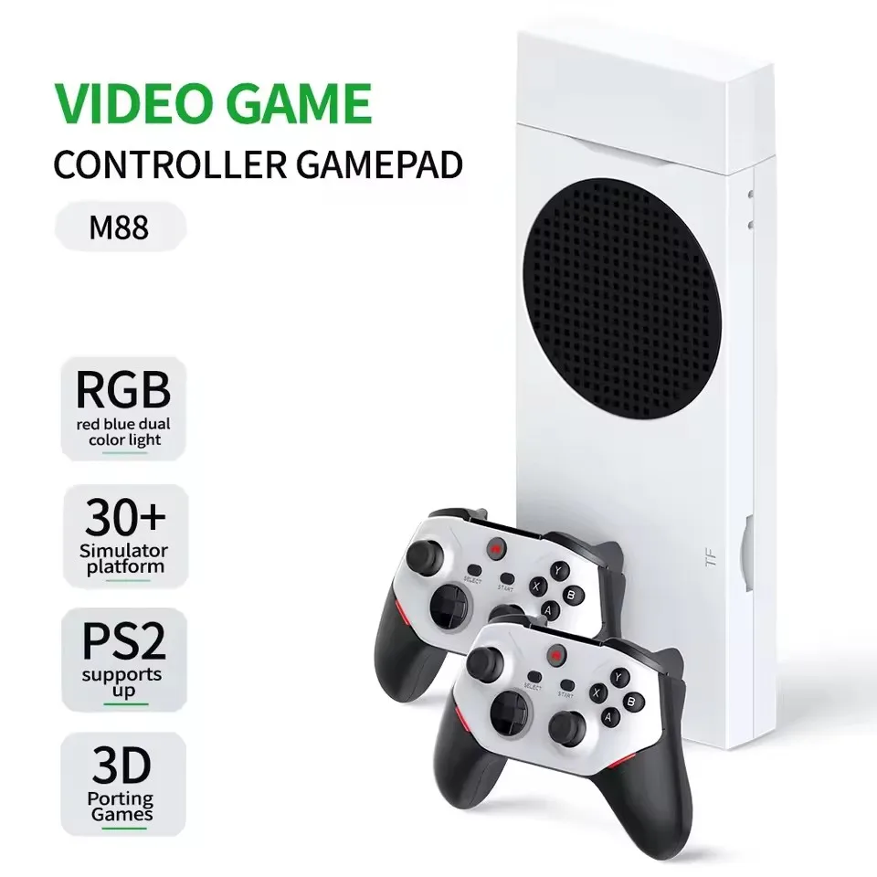 وحدة تحكم لاسلكية قابلة لإعادة الشحن M88 256G 4K HD 3D PS2 وحدة تحكم ألعاب فيديو TV 30+ أجهزة محاكاة 30000+ كلاسيكية بما في ذلك تنسيق FC