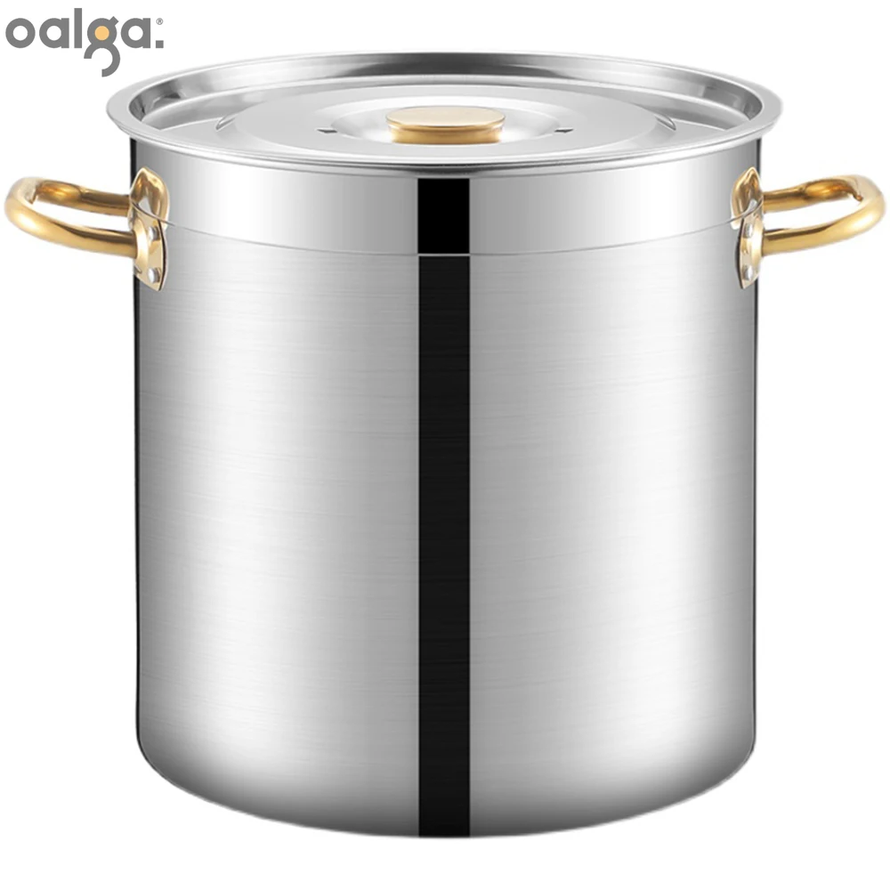 

304 Stainless Steel Bucket Lid Thickened Soup Pot Large Capacity Round Barrel Oil Barrel Rice Barrel Cookware Soup Stock Pots