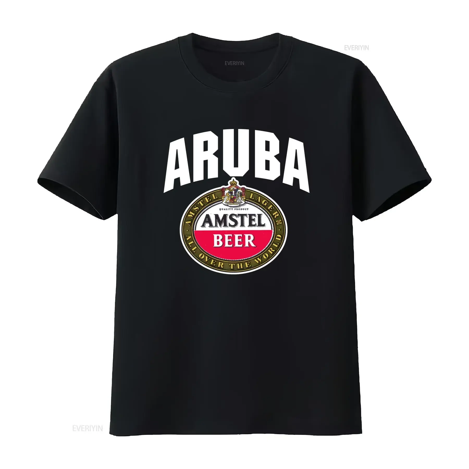 Camiseta Vintage de Cerveza Amstel para Hombre, Talla XL, Negra, Aruba Breweriana, Hecha en EE. UU., Estilo Vintage Lavado, Ropa de Diseñador, Moda