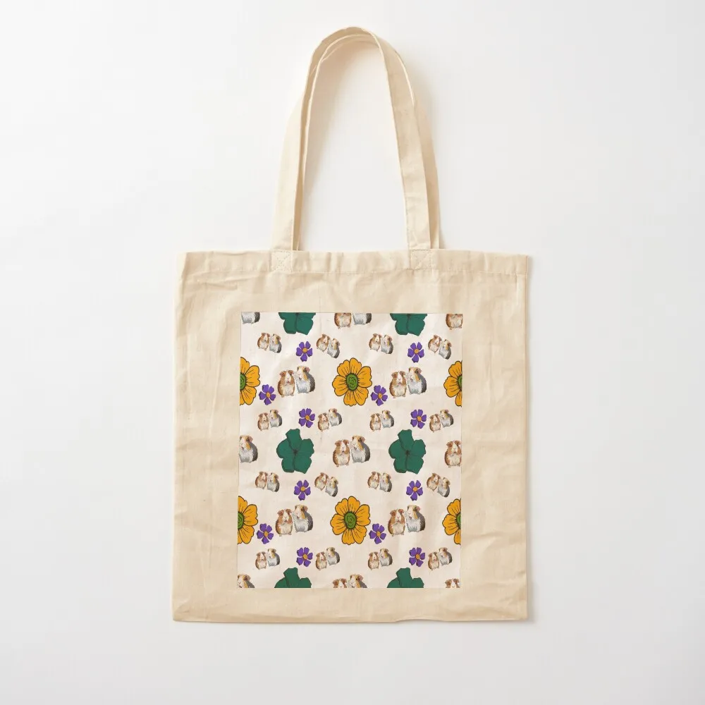 Guinea pigs and flowers Tote Bag Big bag Canvas stote bag reusable shopping bags