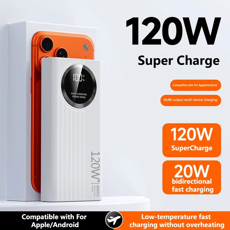 

50000mAh 120W Portable Power Bank Large Capacity Fast Charging For Laptops With Digital Display for Xiaomi Huawei iPhone 2026