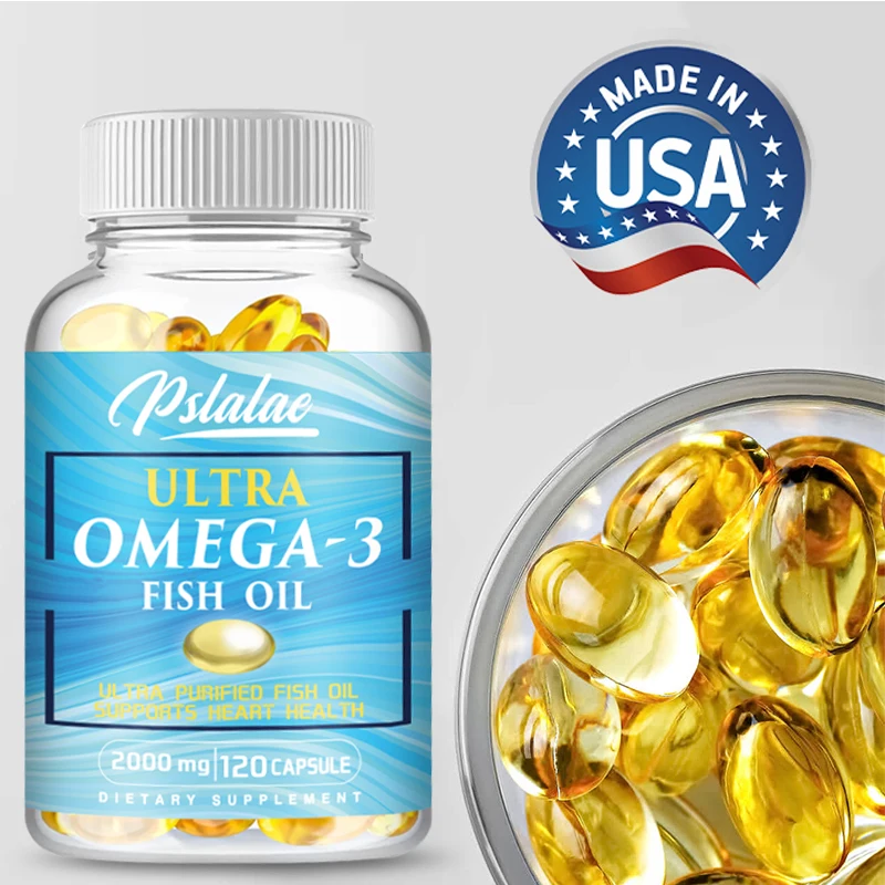 Omega 3 Fish Oil Capsules, Maximum Strength for a Healthy Heart, Sharper Brain, Shiny Hair, and a Boosted Immune System