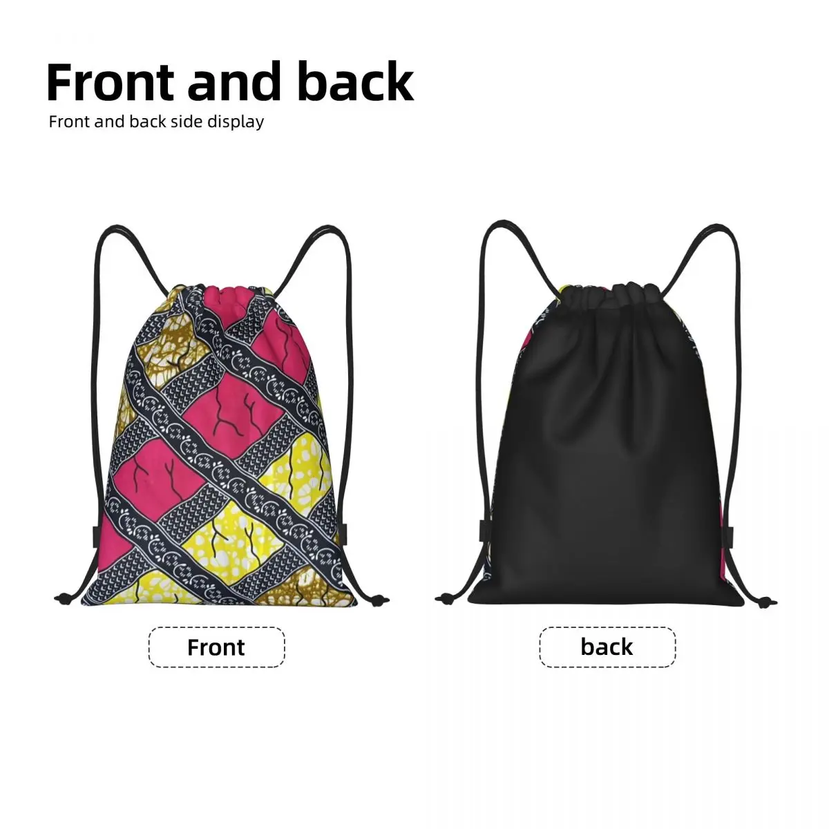 Custom Stylish And Unique African Ankara Print Drawstring Bags Women Men Foldable Gym Sports Sackpack Training Storage Backpacks