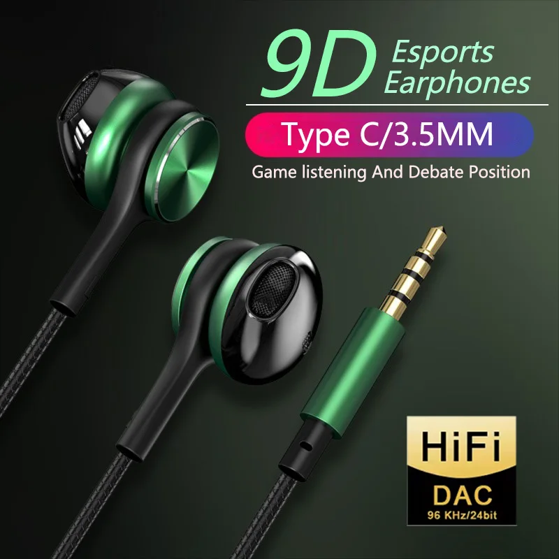 Écouteurs intra-auriculaires filaires pour jeu, Type C, 3.5MM, pour Samsung Galaxy iPhone Xiaomi Huawei, avec Microphone, oreillettes stéréo