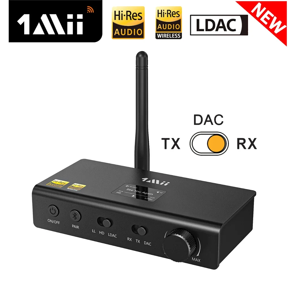 Transmisor/receptor/DAC Bluetooth HiFi 1Mii DS700, adaptador Bluetooth de largo alcance 3 en 1, con pantalla LDAC,aptX HD, OLED