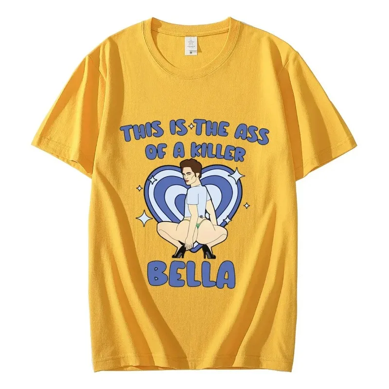 T-shirt casual estiva in cotone con immagine parodia stampata in 2D, immagine di parodia 2D, immagine di parodia, moda astratta, comoda, stile Y2K