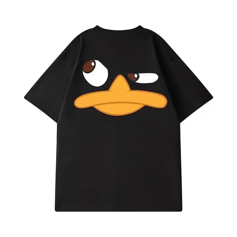 8XL Loose Fitting Fashionable American Vintage Duck Expression Print T-shirt With Round Neck Men Versatile Couple Outfit image 6