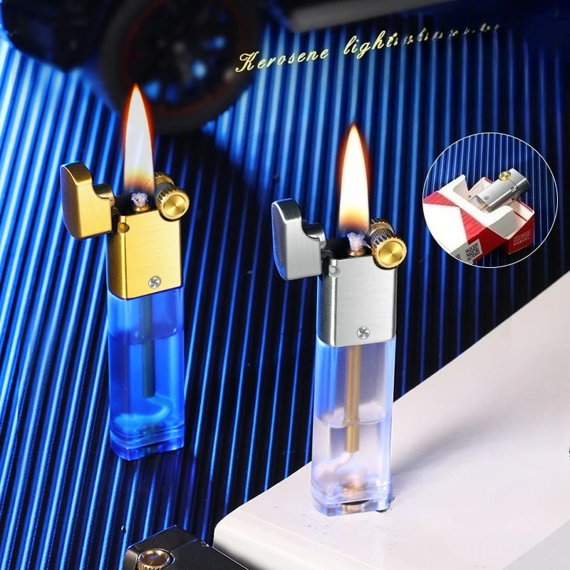 

Newest Metal Visible Transparent Oil Storage Oil Lighter Personalized Grinding Wheel Men's Smoking Accessories Cigarette Lighter
