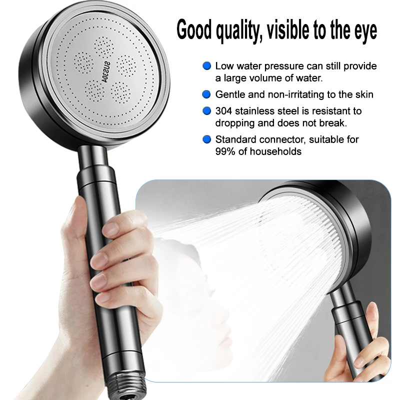 304 Stainless Steel Pressure-enhanced Shower Head, Shower Enclosure, Bathroom High-flow Pressure-enhanced Shower Head Set