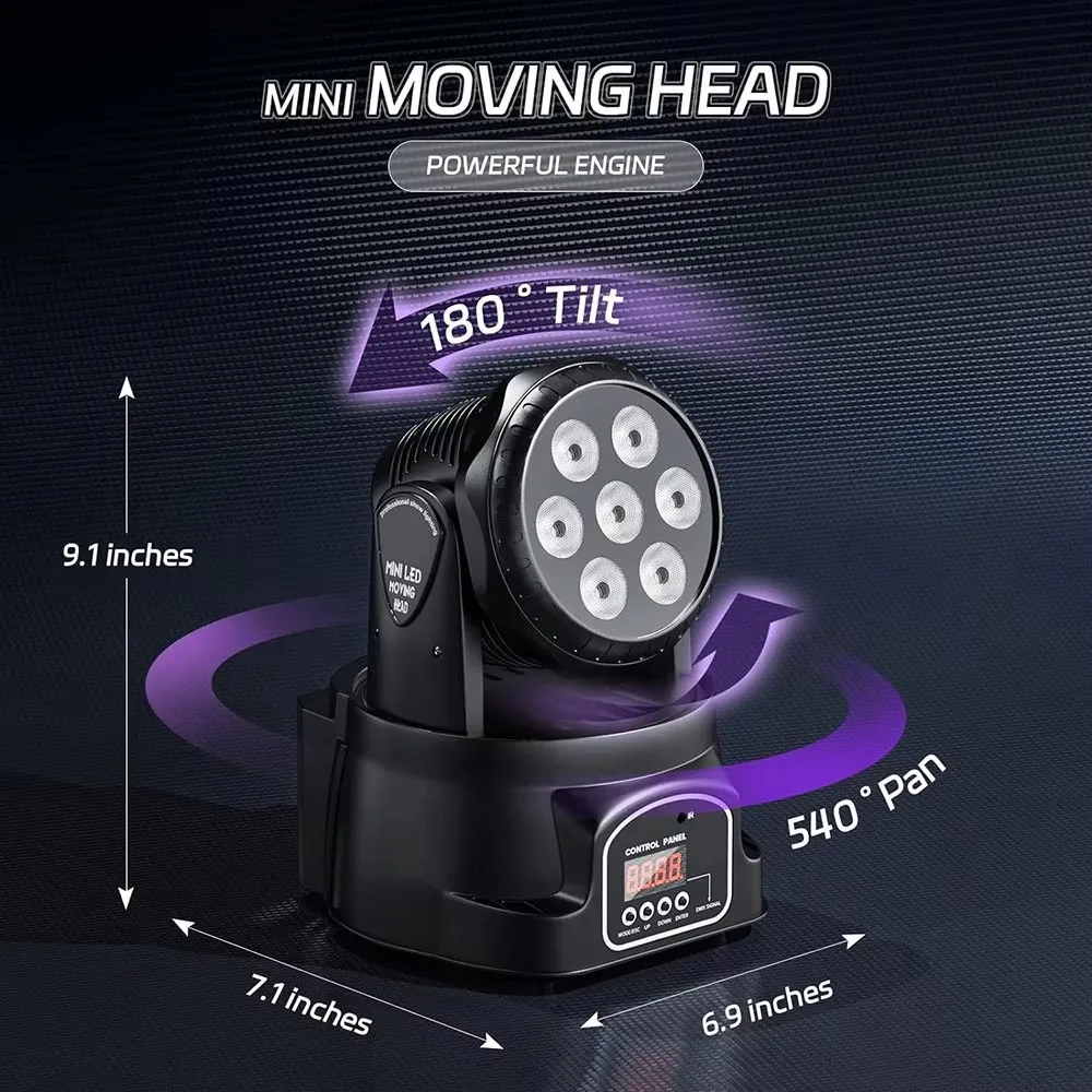 LED 무빙 헤드 라이트, 4 in 1 RGBW 전문 무대 효과, DMX512 워시 라이트, 디스코 DJ 음악 파티 댄스 클럽용, 7x12 W, 1 개 2 개