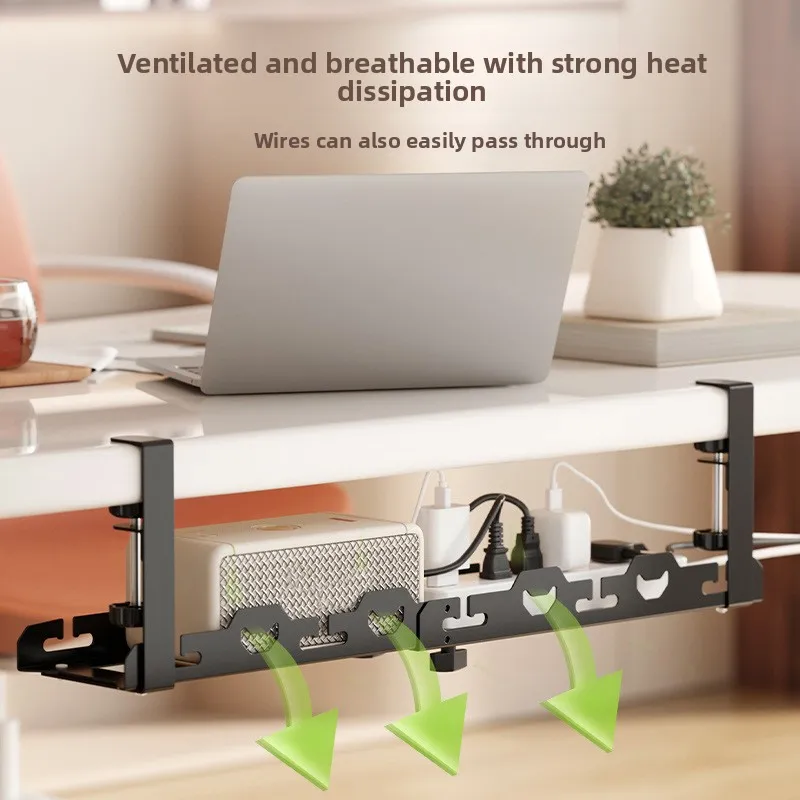 No Punching Cable Manager Household Under Table Socket Wiring Harness Finishing Desktop Storage Hanger Basket Telescopic Shelf