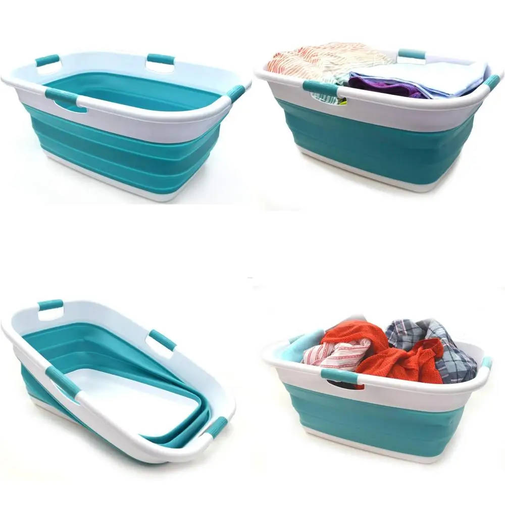 

Foldable 49L Laundry Basket with 4 Handles - Portable Storage Container, Space-Saving Design, Ideal for Pet Bathing and Washing