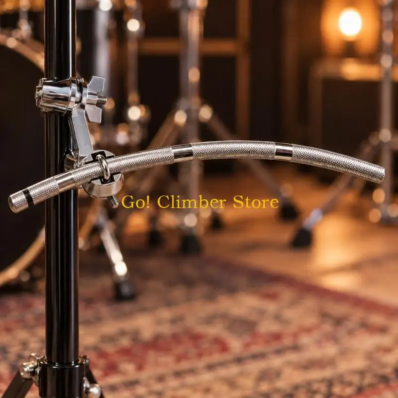 Q84C Drum Set Cymbal Holder with Hand-Turn Wing-Screw Fasteners, Textured Curved Rod and Zinc Alloy Clamp Assembly Hardware