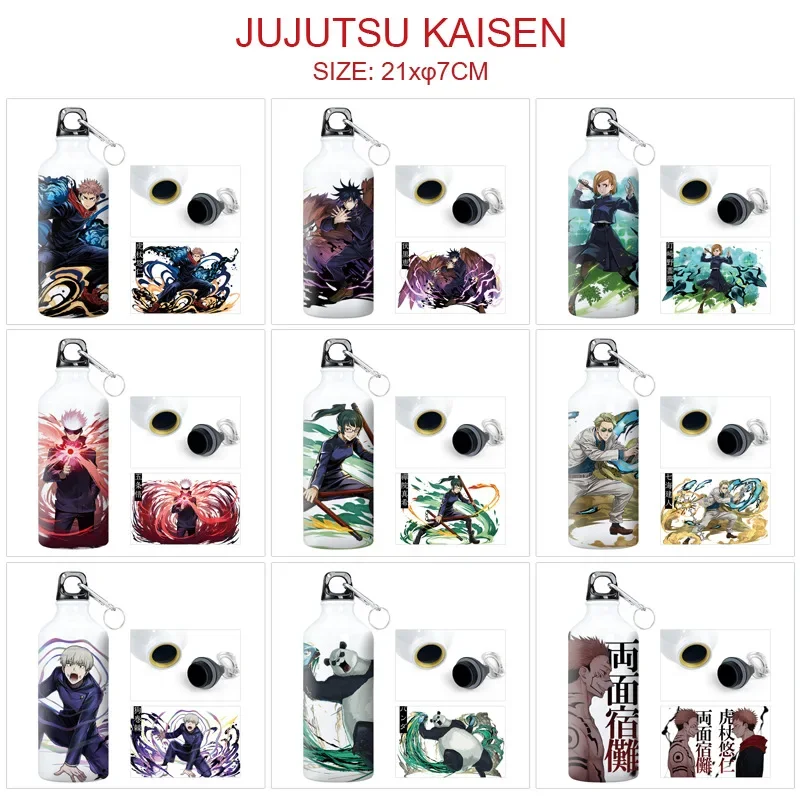 

600ML Anime Water Cup Jujutsu Kaisen Satoru Gojo Wu Itadori Yuji Student Cartoon Sport Boys Outdoor School Aluminum Cups Bottle