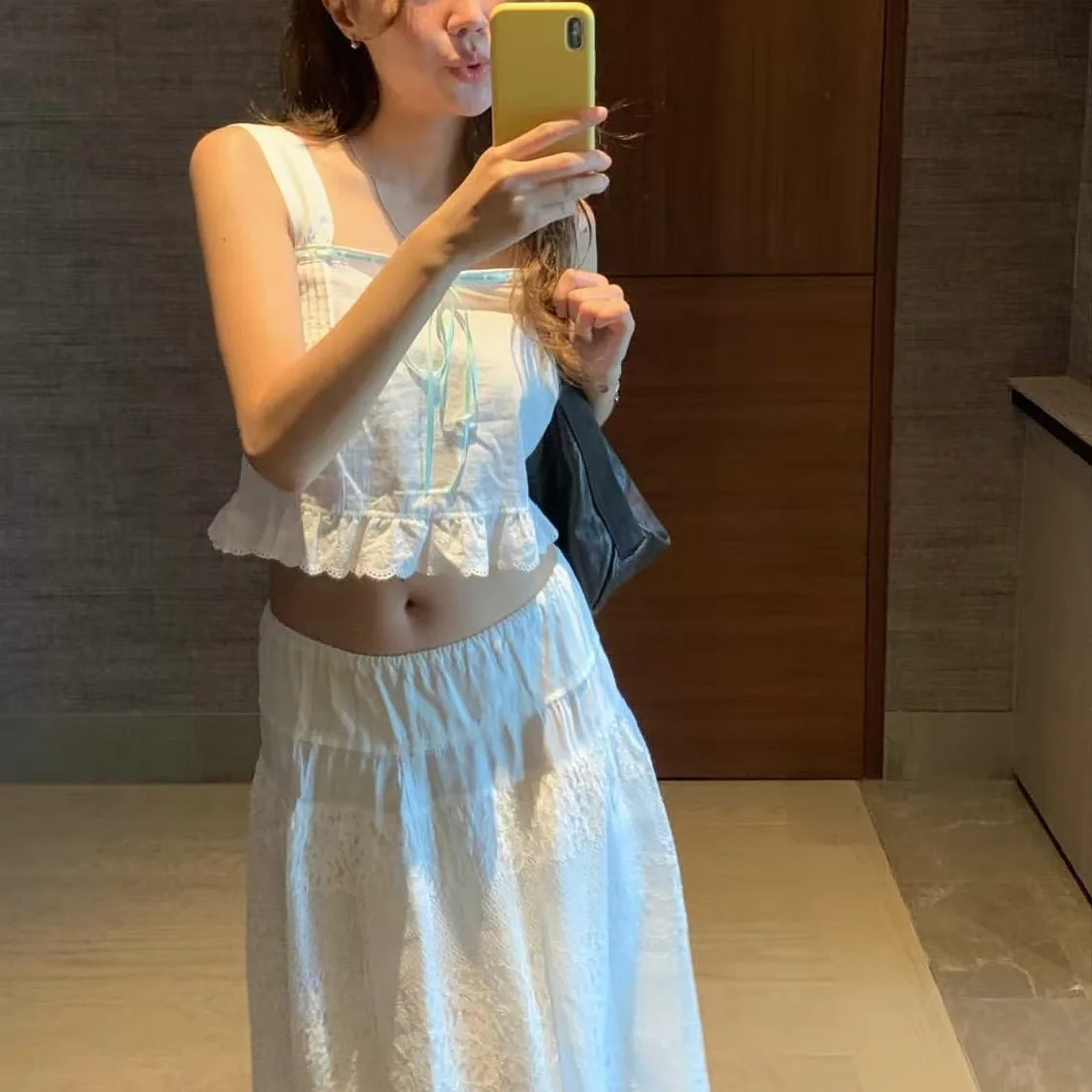 

Sweet d Strapl Vest Top with Dstring And Bow Design Cotton Summer irt for Women Commute Sle UV Protection ort...