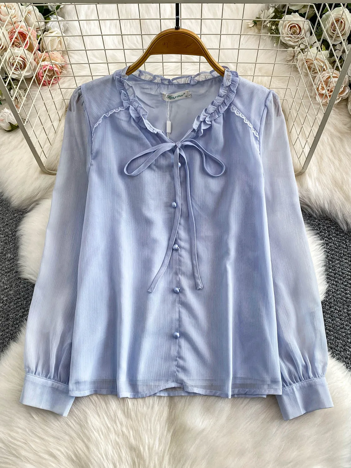 Ele solto feminino renda guarnição v-ne irt casual sle longo sve camada base top outono inverno faion conforto respirável...