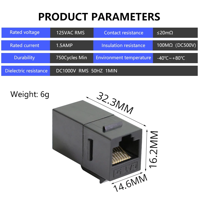 1pc CAT5E UTP Ethernet Network Module RJ45 Coupler Connector Information Socket Computer Outlet Adapter Cable  Jack