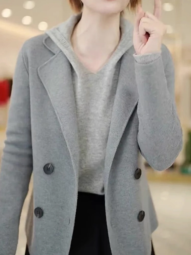 

Ele ort Woolen Suit Jaet Women's Commute Faion Slimming Long Sve irt Versatile Outerwear for Autumn