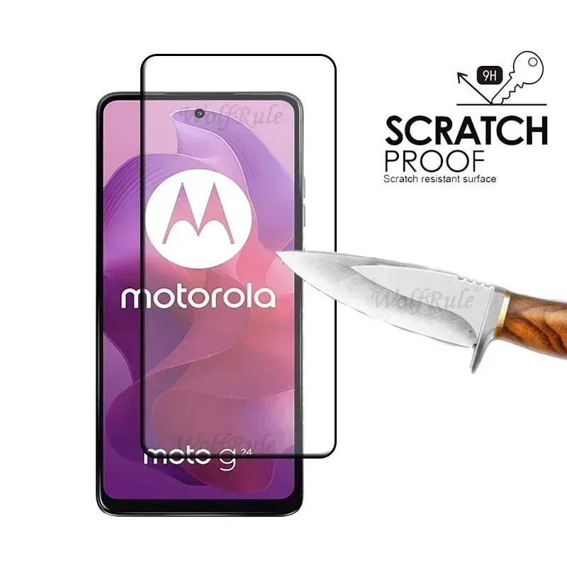 6-in-1 For Motorola Moto G24 Glass For Moto G24 Tempered Glass Full Glue Cover 9H Screen Protector For Moto G24 G 24 Lens Glass