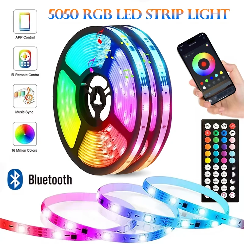 

RGB tape Led strip light with 44-key remote control +APP program background wall room home bedroom party decorative TV backlight