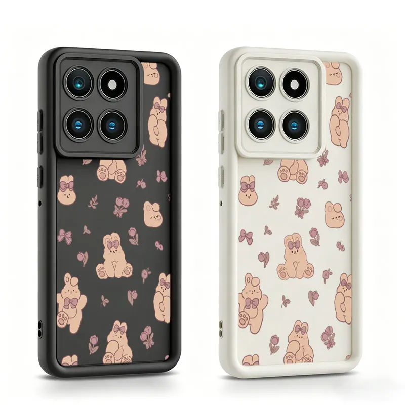 Cute Bunny Tulip Shockproof Silicone Phone Case For Redmi Note 8 9 10 11S 12 13 14 15 Pro Plus 5G 10 10A 10C 12C