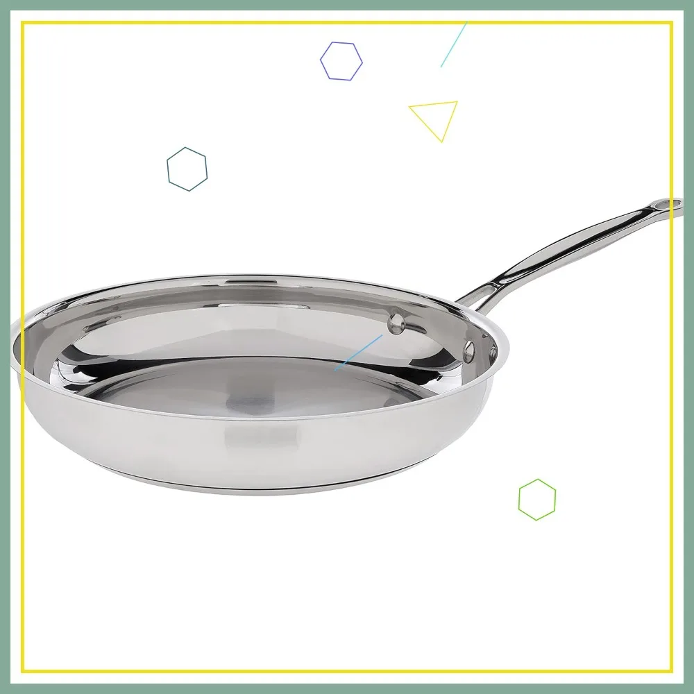 

10-Inch Open Skillet, Stainless Steel Cookware for Professional Chefs and Home Cooking