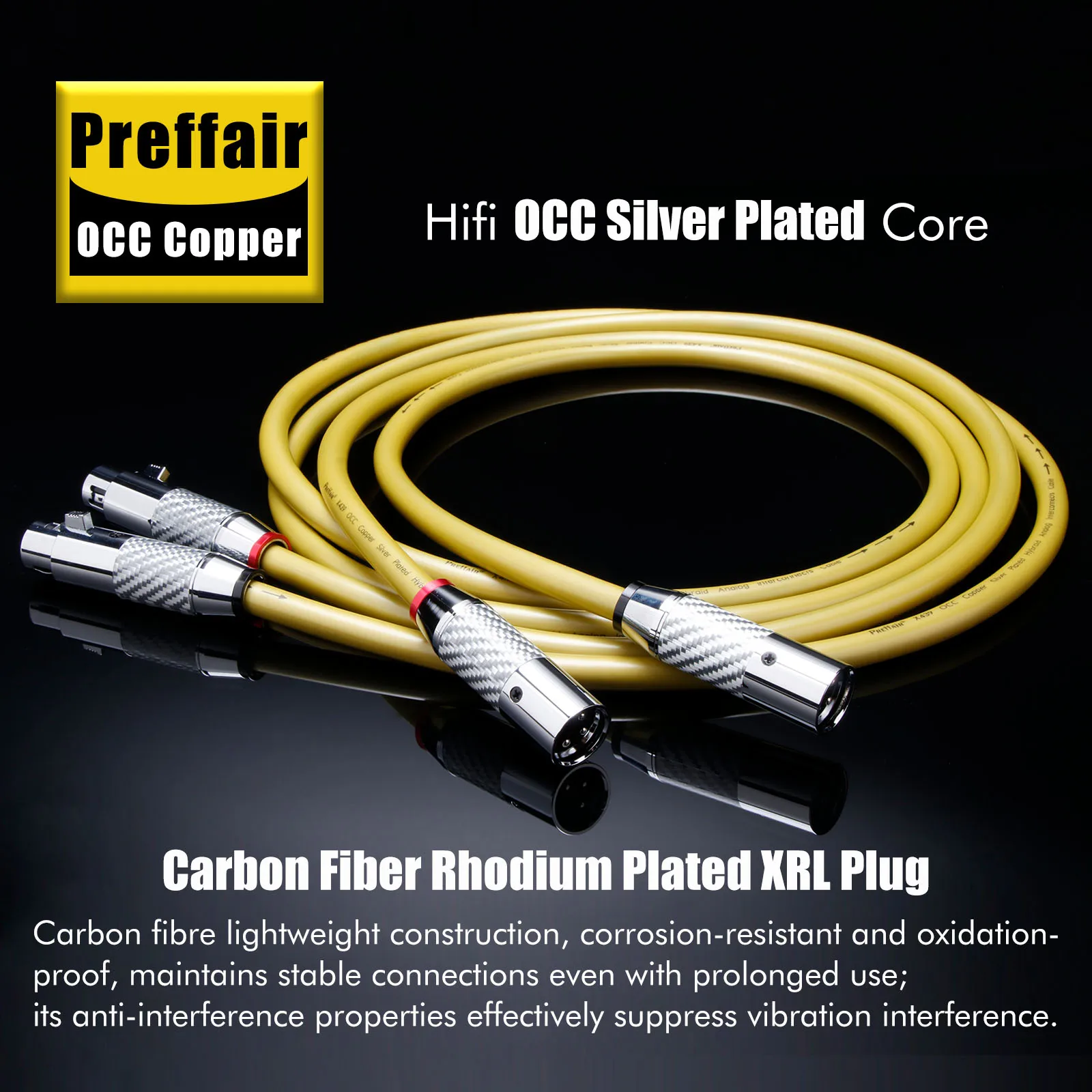 

Pair Preffair OCC Silver Plated XLR Cable Graphene Condutivity Signal XLR Audio Cable With Carbon Fiber XLR Balance Plug