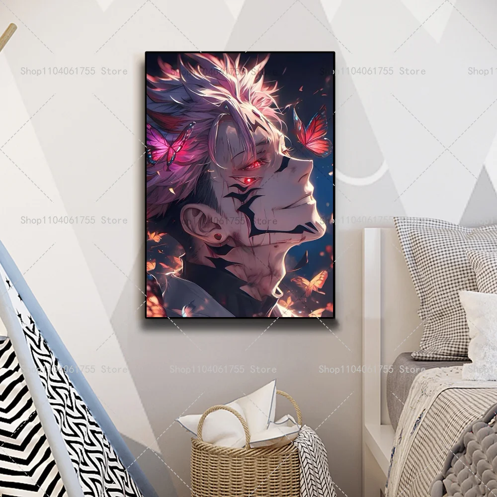 1PC Anime Jujutsu Kaisen Role Sukuna Poster Self-adhesive Art Waterproof Paper Sticker Coffee House Bar Room Wall Decor