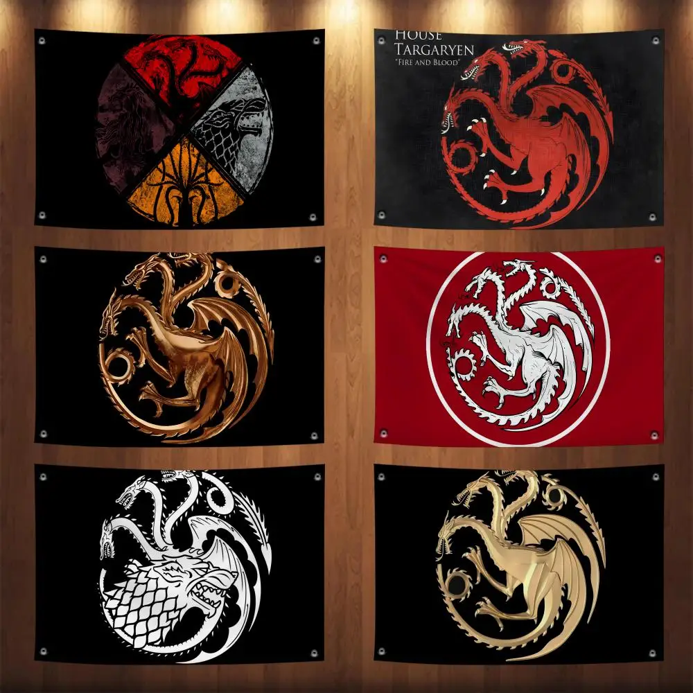 

H-House Targaryen Flags No-installation Foldable Flag, Personalized Logo Banner for Dorm, Outdoor Picnics, Balconies