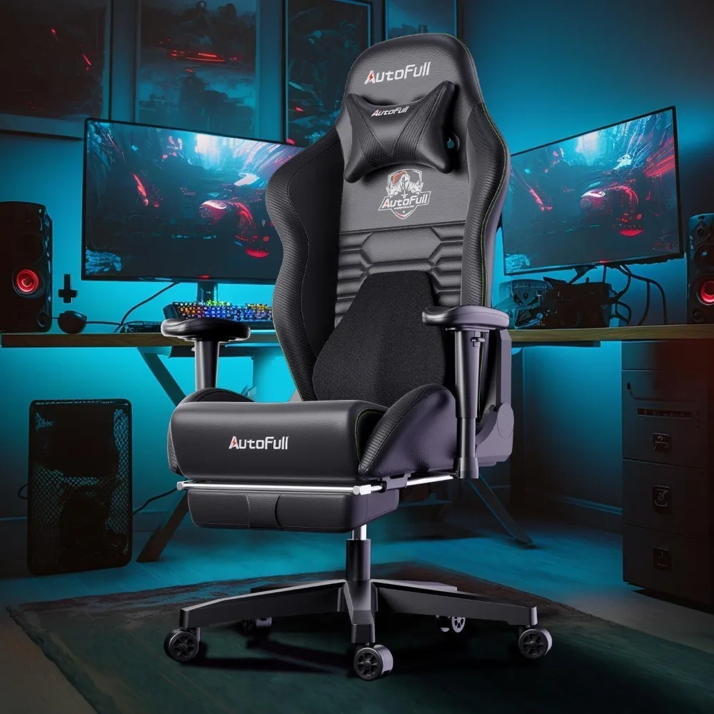 

Gaming Chair PC Chair with Ergonomics Lumbar Support, Racing Style PU Leather High Back Adjustable Swivel Task Chair