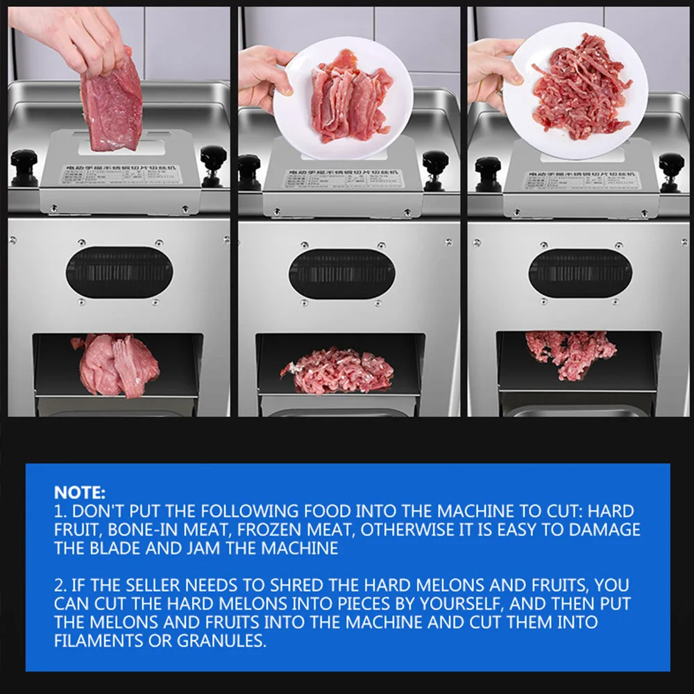 ماكينة تقطيع اللحوم الأوتوماتيكية الكهربائية ماكينة تقطيع اللحوم التجارية من الفولاذ المقاوم للصدأ ماكينة تقطيع البطاطس والخضروات