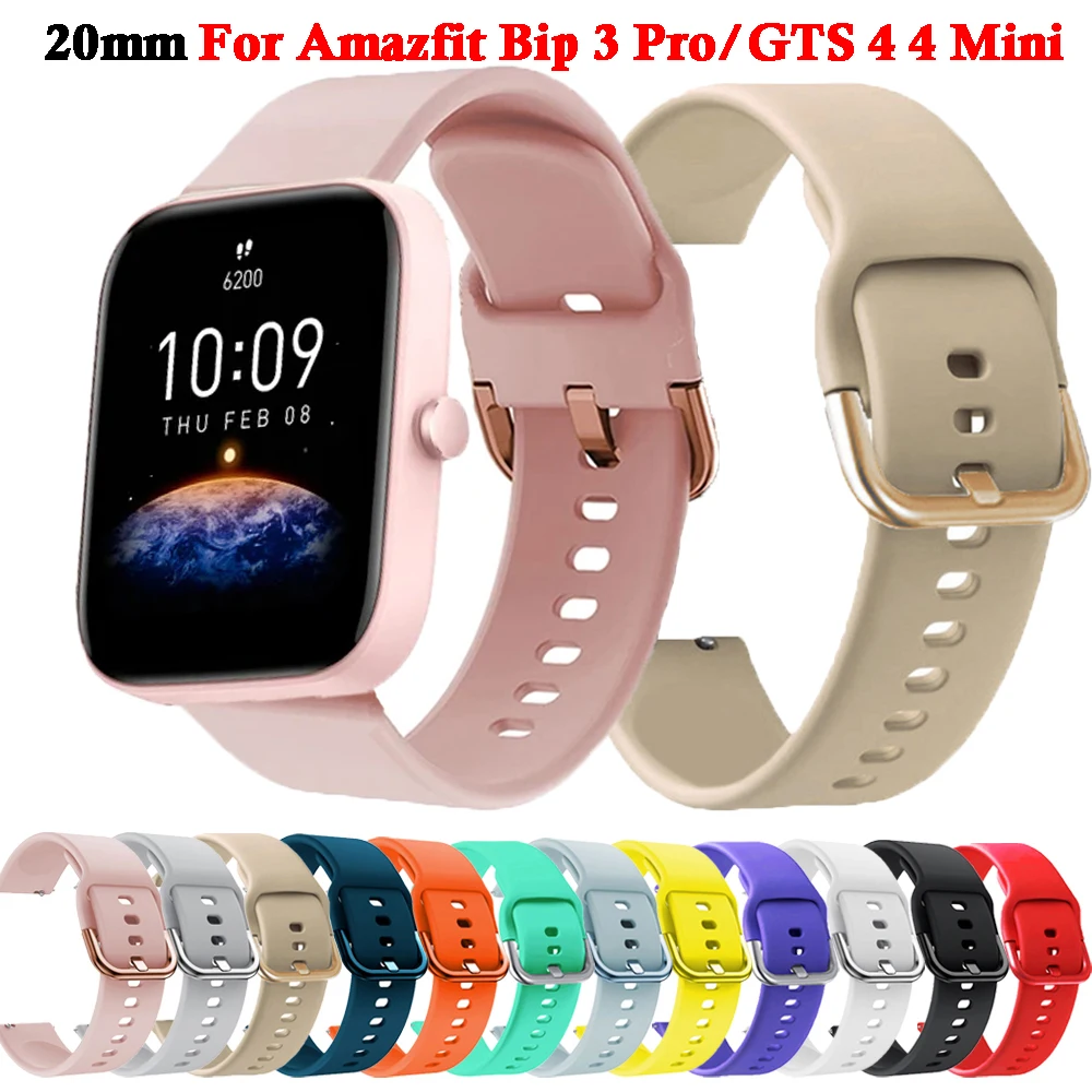 20mm Silicone Strap for Huami Amazfit Bip 3 Pro/GTS 2 4 Mini/3/2e/GTR Mini/42mm Watch Band For Amazfit Bip U Pro Bracelet