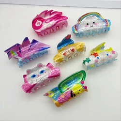 Personality Funny Acrylic Printed Hair Claw Clip For Women Girls Fashion Cute Honeybee Bird Cloud Barrettes Hair Accessories