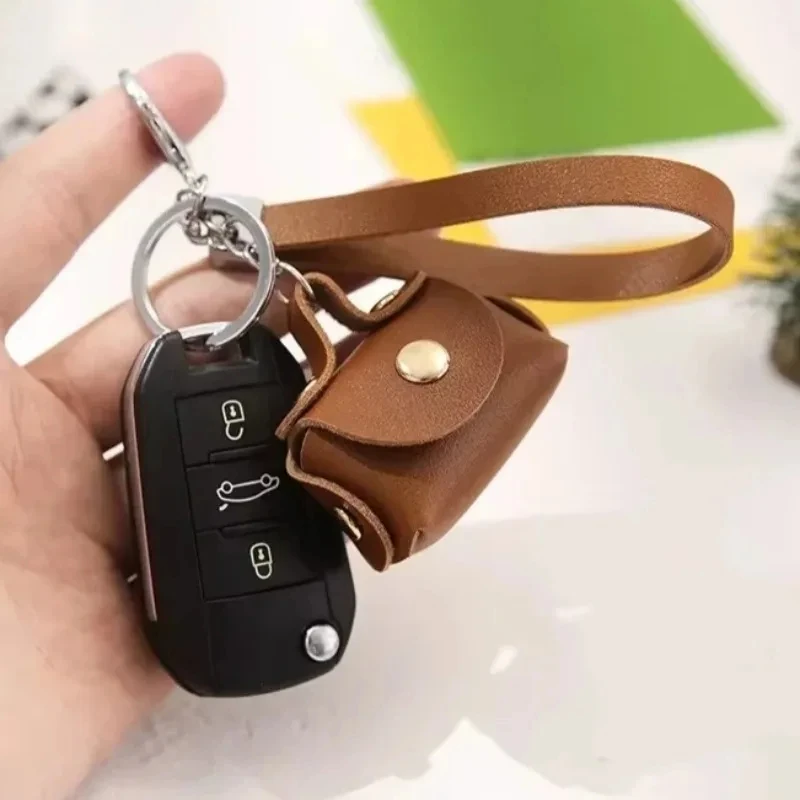 Women Man Cute Mini PU Leather Small Key Chains Holder Coin Purse Clutch Bag Personalization Handbag Keychains with Keyring