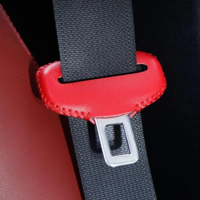 2 pçs proteção de couro do plutônio usar universal cinto de segurança do carro fivela capa protetor anti-colisão caso acessórios interiores do carro