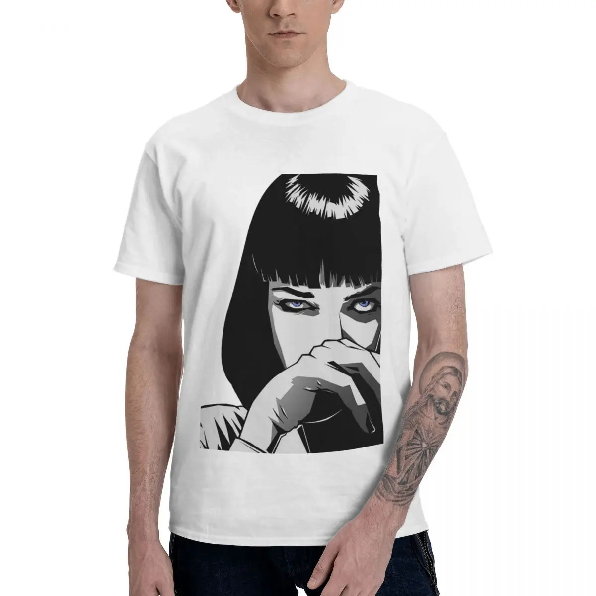 Fashion Pulp Fiction Mia T Shirt Pure Cotton Crewneck Men T-Shirt Short Sleeve PlUnisex Tee Tops EU Size