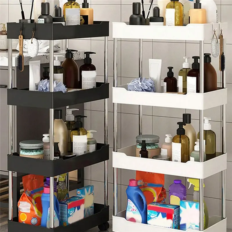IALJ-Tier Rolling Utility Cart, Movable Slim Storage Rack For Kitchen, Bathroom, Living Room - Space Saving Organizer Shelf