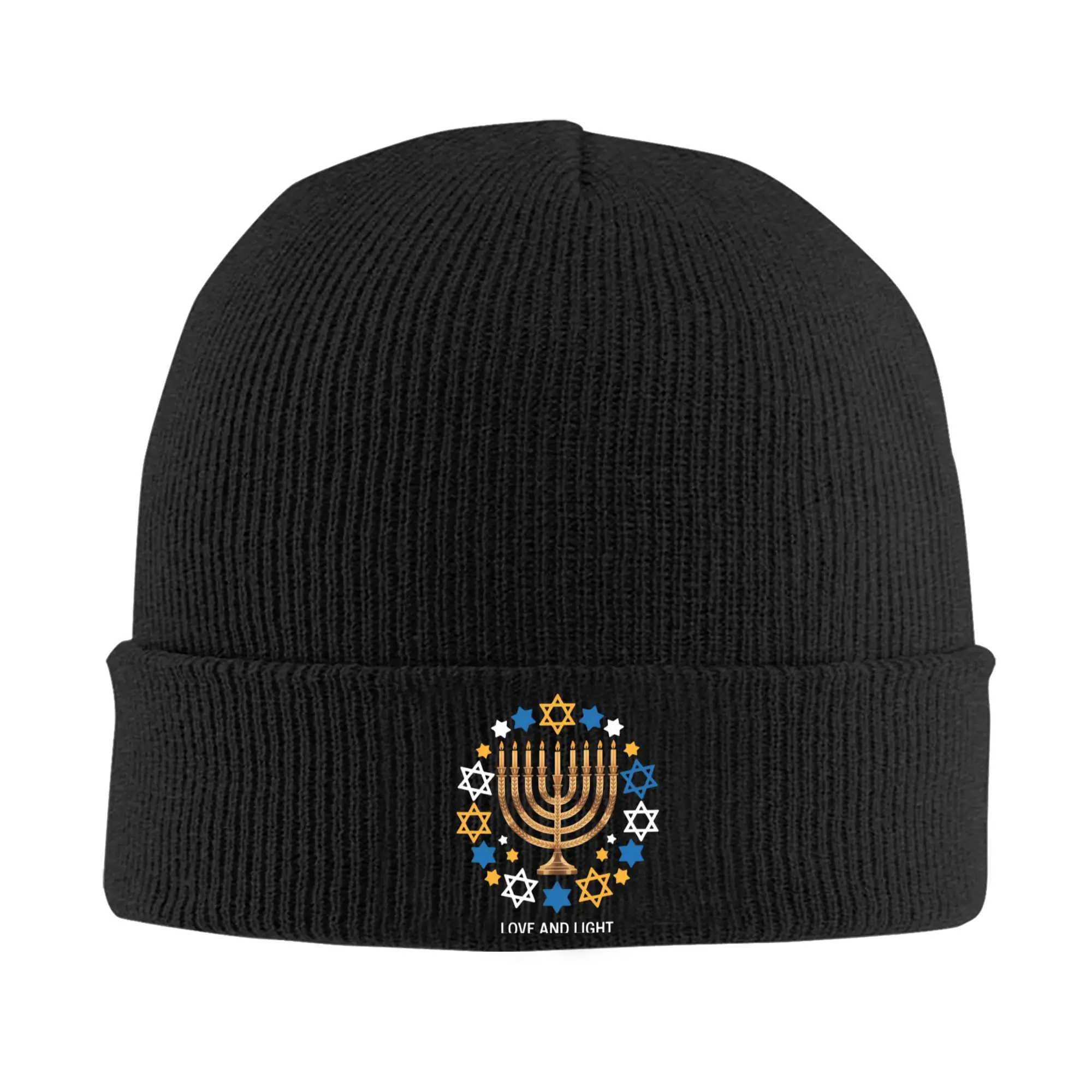 Love and Light Hanukkah Hats Autumn Winter Beanies Baggy Jewish Chanukah Caps Female Male Acrylic Bonnet