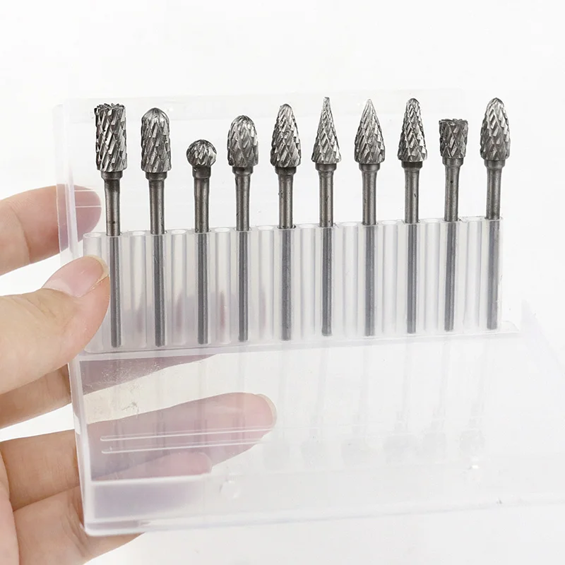 10PC Dubbele Groef Roterende Vijl Slijpen Polijsten Tool Metalen Braam Ruimen Gelegeerd Staal 3*6 voor Precisie werk