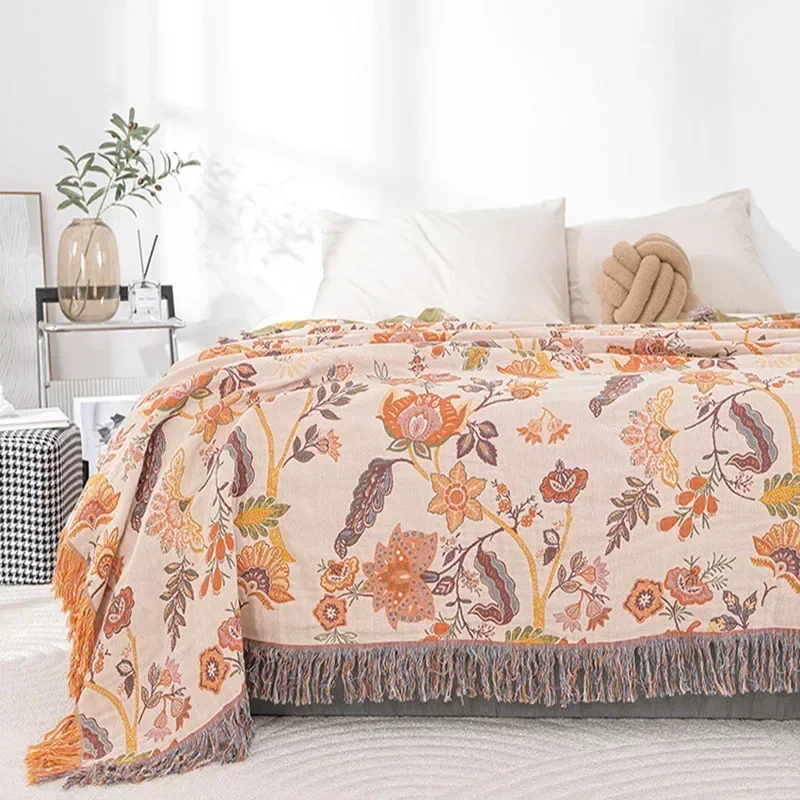 Boho Cotton Blanket With Tassels Gauze Summer Cool Quilt Single Double Sofa Towel Adult Home Bed Cover Nap Blanket Soft Sheet
