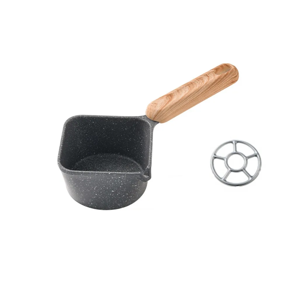 

Посуда с антипригарным покрытием, масляная кастрюля с деревянной ручкой, V-образная кастрюля для отвода соуса, углубленая мини-кастрюля для нагрева масла, общежитие