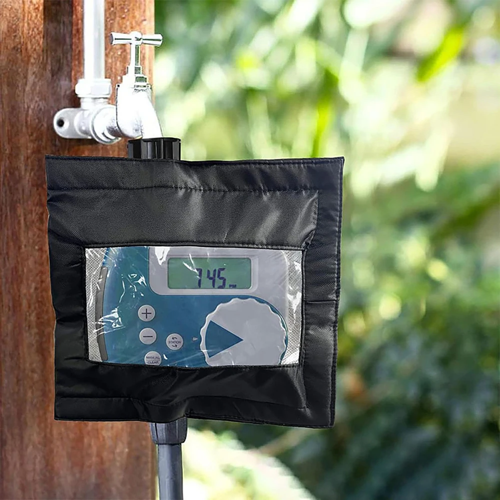 Watering Timer Cover for Hose Faucet with Transparent Window for Timer Monitoring Weatherproof Oxford Cloth Construction