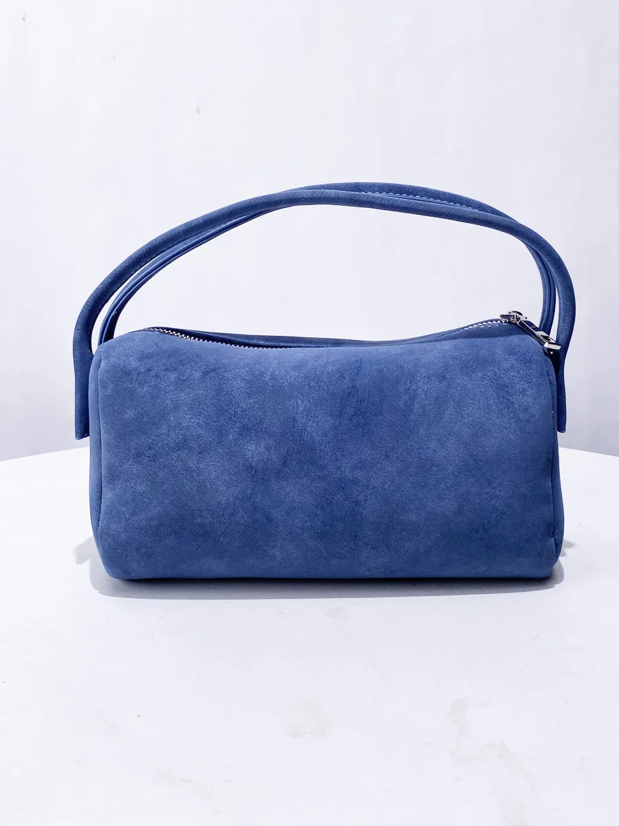 

Retro Artistic Sle round Tube Bag Single oulder Crossbody Bag Soft PU Leather Commuter Bag Simple Design Youth Faion