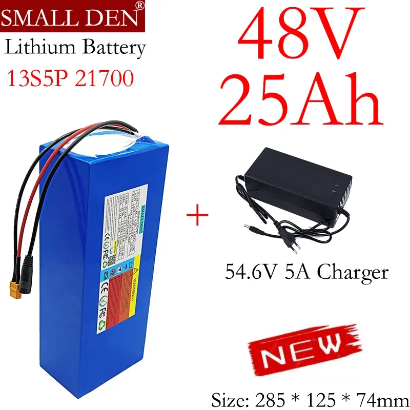 NUOVA batteria al litio 48V 25ah 21700 13S5P Bms integrato 0-1500W motore elettrico ad alta potenza per utensili elettrici + caricabatterie 5A