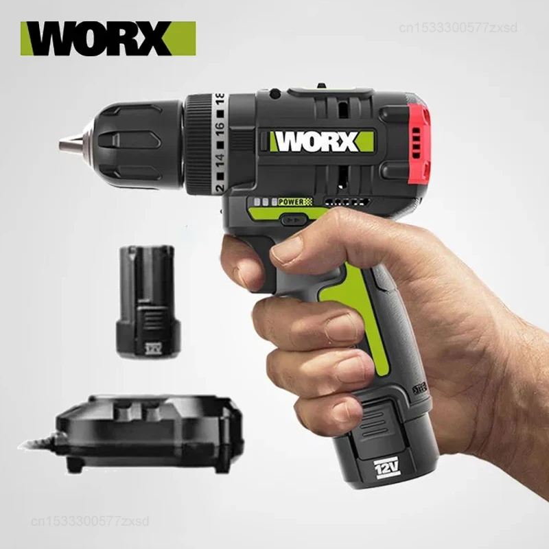 WORX WU130X Cordless Electric Screwdriver Drill 12V 40Nm Brushless Motor for Metalworking Home Lithium Battery Power Tools