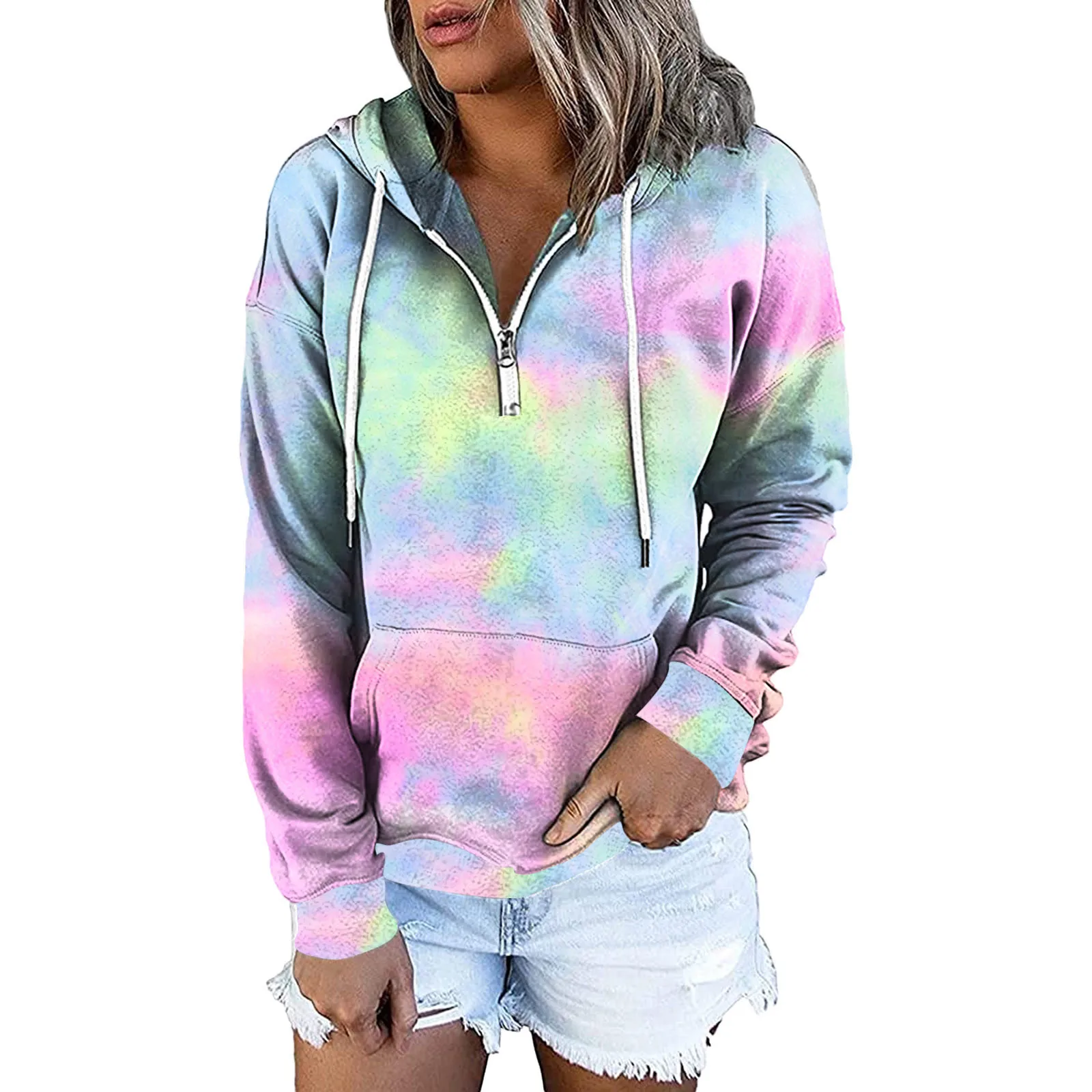 Women\'S Hoodies Y2k Camouflage Hooded Sweatshirts Zipper Drawstring Jacket Oversized Camo Cardigan Long Sleeve Hooded Shirt