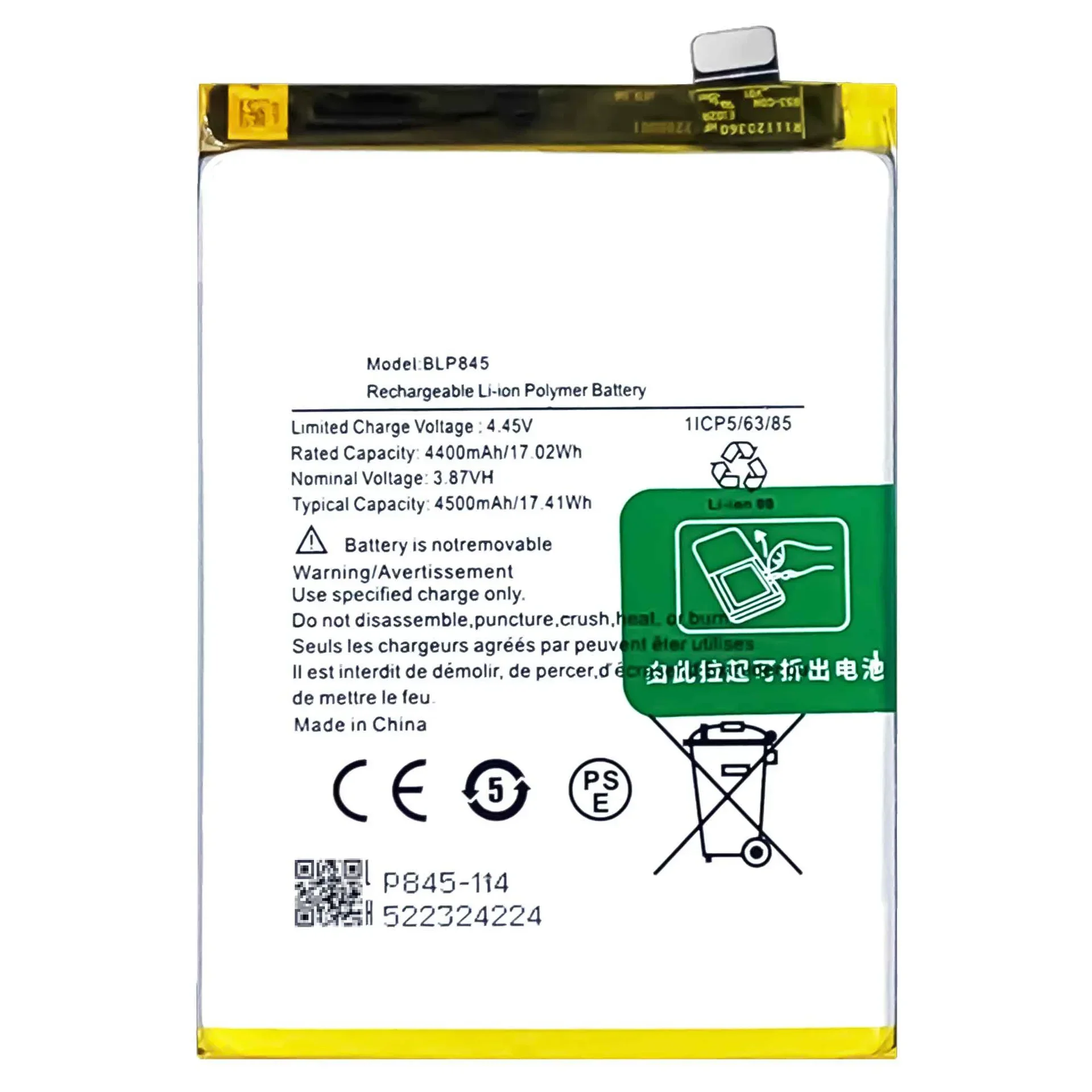 High Quality Replacement Battery For OPPO ONE PLUS 1+ Nord CE 5G BLP845 4500mA Large Capacity Batteries +Tools