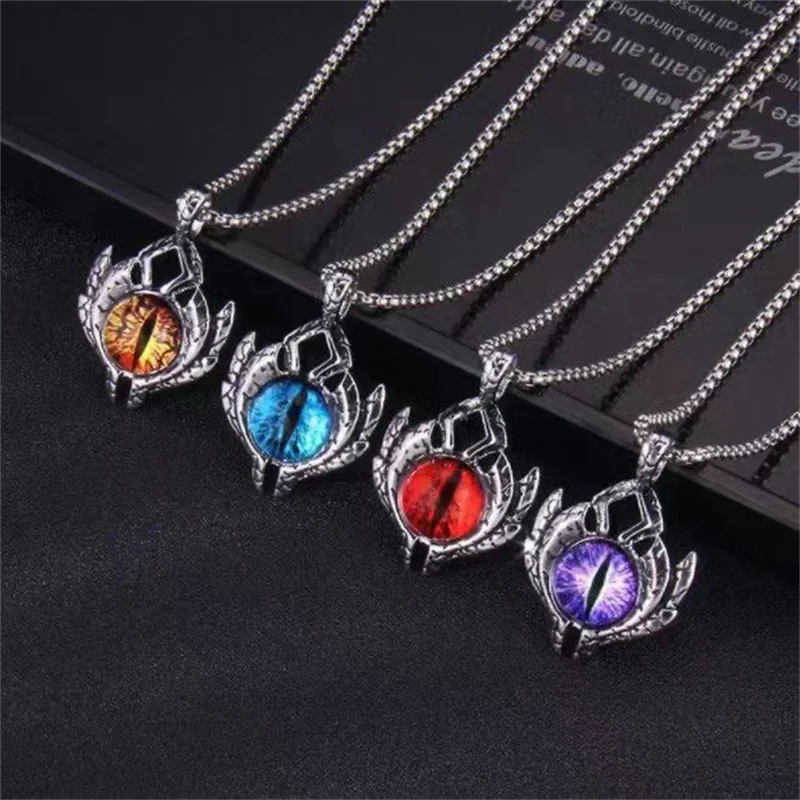 Collier pendentif œil de démon gothique vintage pour hommes et femmes, bijoux hip hop personnalisés, fête