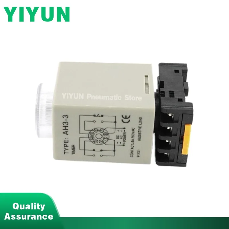 1pc AH3-3 Time Relay Relays With Base 8-pin Adjustable Power-on Delay Switch Controller AC380V AC220V DC24V Timer